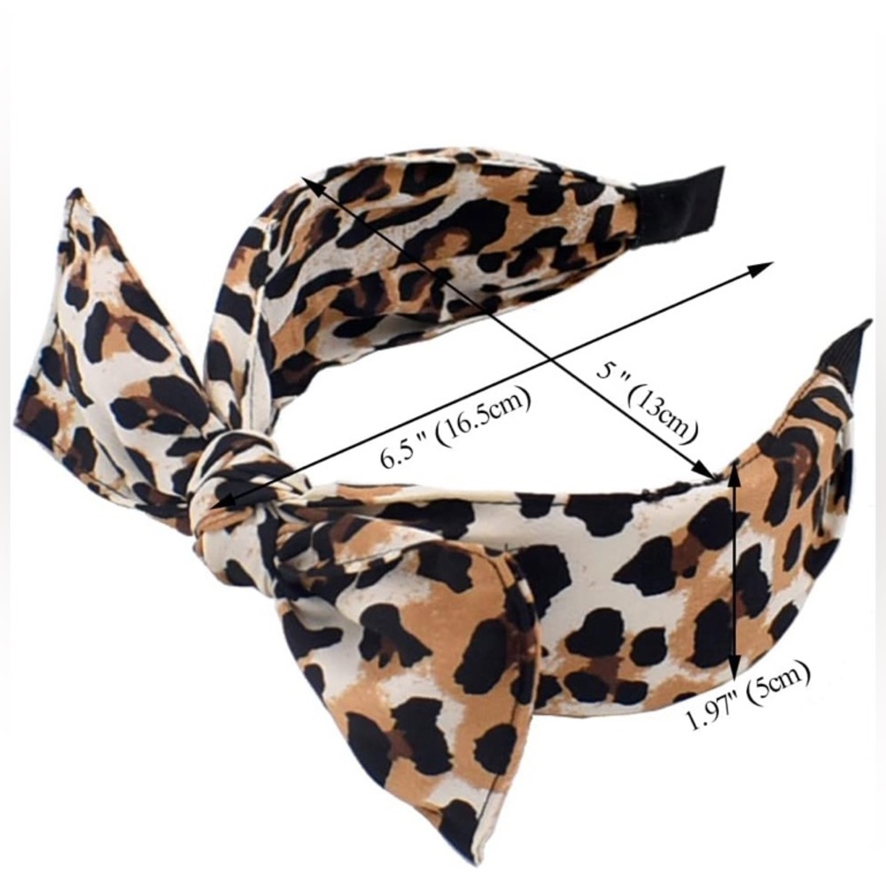 Leopard and Black Leather Bow Headbands - Picture 6 of 6